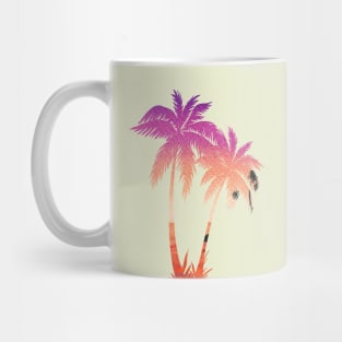 Palm trees silhouette and sunset double exposure Mug